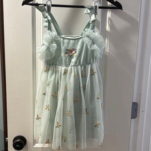 Mint Green Embroidered Tulle Dress by Audrey Camille